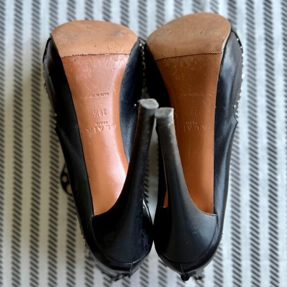 STUDDED PEEP TOE PLATFORM ALAIA BOOTIES SIZE 39.5 - Picture 7 of 7